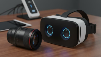 VR headset on a desk